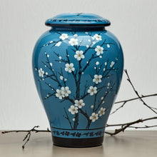 Powder Blue Ceramic Plum Blossom Adult Cremation Urn - Funeral.com, Inc.