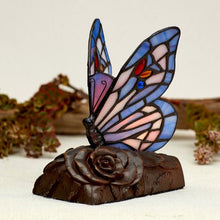 Purple Butterfly Stained Glass LED Lamp Keepsake Urn - Funeral.com, Inc.