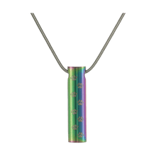 Rainbow Cylinder w/ Paws Pet Cremation Necklace, 19" Chain - Funeral.com, Inc.