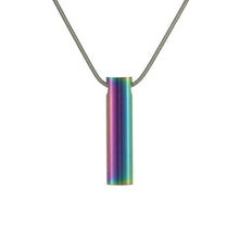 Rainbow Cylinder w/ Paws Pet Cremation Necklace, 19" Chain - Funeral.com, Inc.