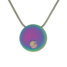Rainbow Round Large Paw Pet Cremation Necklace, Stainless Steel - Funeral.com, Inc.