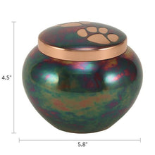 Raku Bronze Two Paw Prints Large Pet Cremation Urn - Funeral.com, Inc.