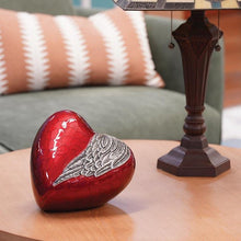 Red Aluminum Pewter Wing Heart Cremation Urn - Funeral.com, Inc.