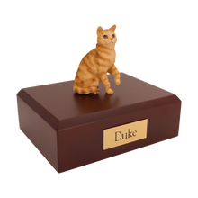 Tabby and Red Shorthair Cat, Sitting Figurine Pet Cremation Urn - Funeral.com, Inc.