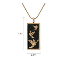 Rose Gold & Onyx Embossed Dove, 19" Chain Cremation Necklace - Funeral.com, Inc.