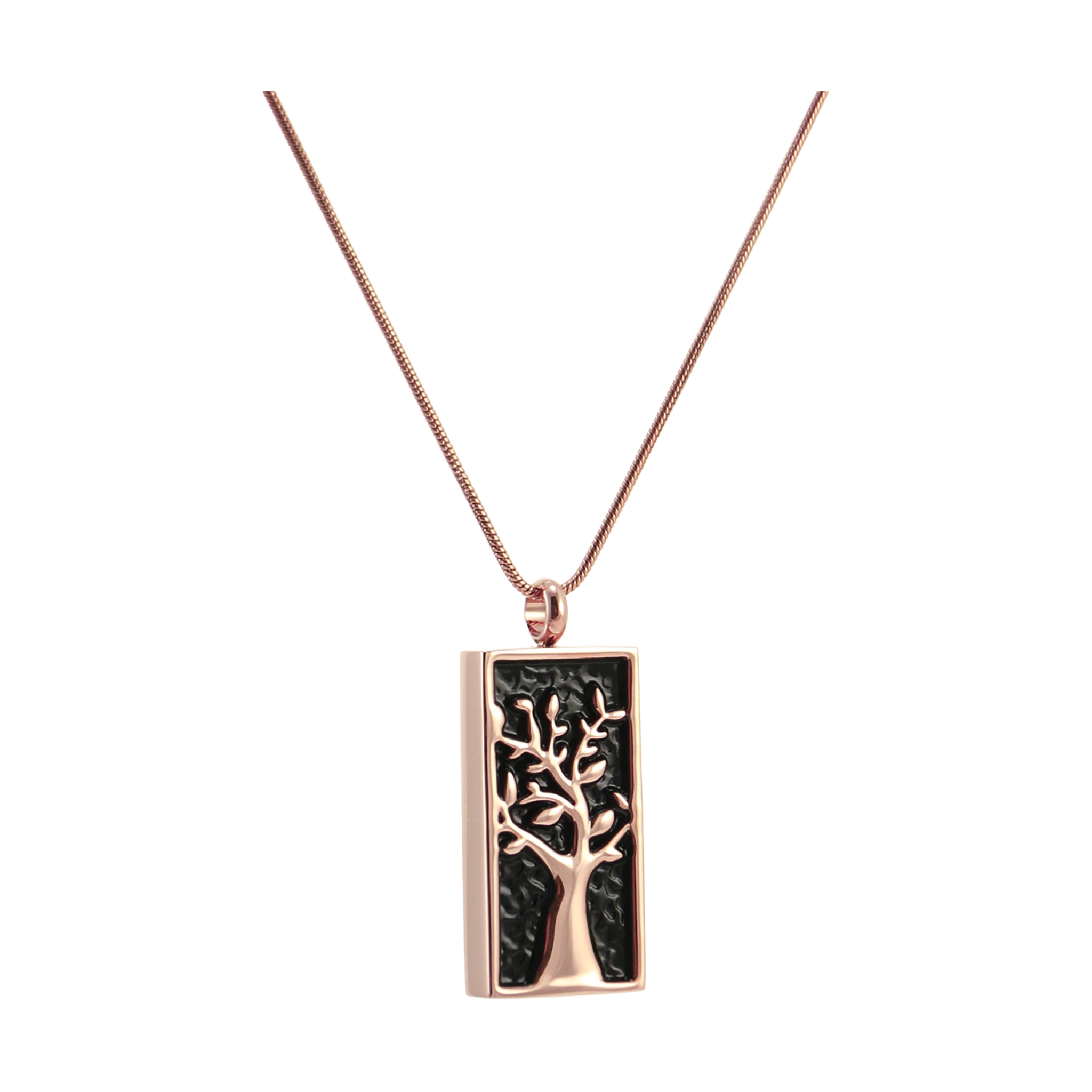 Rose Gold Tree Cremation Necklace with 19