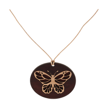 Round Wood Pendant with Butterfly Design - Funeral.com, Inc.