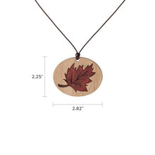 Round Wood Pendant with Leaf Design - Funeral.com, Inc.