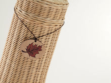 Round Wood Pendant with Leaf Design - Funeral.com, Inc.