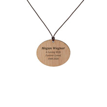 Round Wood Pendant with Leaf Design - Funeral.com, Inc.