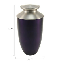 Royal Purple Aluminum & Brass Brushed Silver Lid Adult Cremation Urn - Funeral.com, Inc.