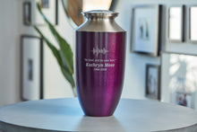 Royal Purple Aluminum & Brass Brushed Silver Lid Adult Cremation Urn - Funeral.com, Inc.
