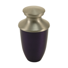 Royal Purple Aluminum & Brass Brushed Silver Lid Keepsake Urn - Funeral.com, Inc.