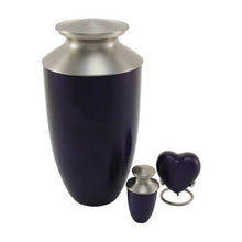 Royal Purple Aluminum & Brass Brushed Silver Lid Keepsake Urn - Funeral.com, Inc.