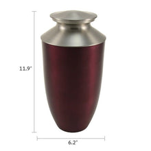 Ruby Red Aluminum & Brass Brushed Silver Lid Adult Cremation Urn - Funeral.com, Inc.