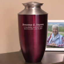 Ruby Red Aluminum & Brass Brushed Silver Lid Adult Cremation Urn - Funeral.com, Inc.