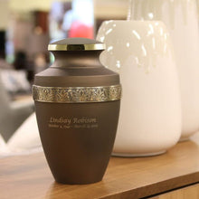 Rustic Bronze Brass Gold Accent Band Adult Cremation Urn - Funeral.com, Inc.