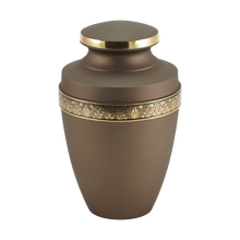 Rustic Bronze Brass Gold Accent Band Adult Cremation Urn - Funeral.com, Inc.