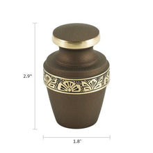 Rustic Bronze Brass Gold Accent Band Keepsake Urn - Funeral.com, Inc.