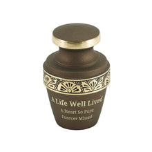 Rustic Bronze Brass Gold Accent Band Keepsake Urn - Funeral.com, Inc.