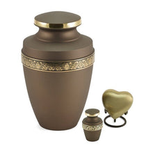 Rustic Bronze Brass Gold Accent Band Keepsake Urn - Funeral.com, Inc.