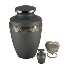 Rustic Pewter Brass Engraved Accent Band Adult Cremation Urn - Funeral.com, Inc.