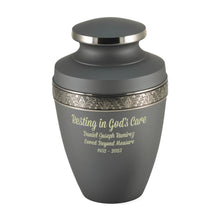 Rustic Pewter Brass Engraved Accent Band Adult Cremation Urn - Funeral.com, Inc.