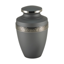 Rustic Pewter Brass Engraved Accent Band Adult Cremation Urn - Funeral.com, Inc.