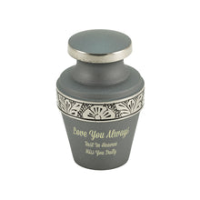Rustic Pewter Brass Engraved Accent Band Keepsake Urn - Funeral.com, Inc.