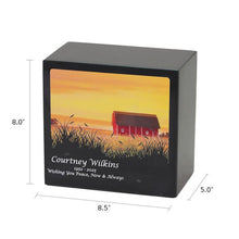 Serene Farmland Sunset Black Marble Adult Cremation Urn - Funeral.com, Inc.