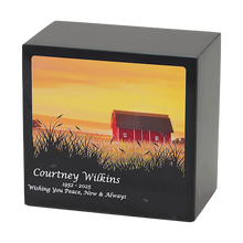 Serene Farmland Sunset Black Marble Adult Cremation Urn - Funeral.com, Inc.