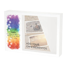 Shadow Box Urn for Large Pet Ashes & Memento with Rainbow Bridge Paw Prints - Funeral.com, Inc.