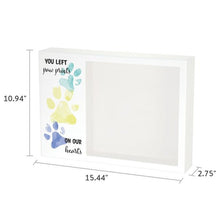 Shadow Box Urn for Pet Ashes & Memento w/ Blue Yellow Teal Paws - Funeral.com, Inc.