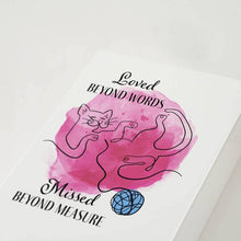 Shadow Box Urn for Pet Ashes & Mementos with Pink Cat & Yarn Design - Funeral.com, Inc.