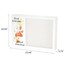 Shadow Box Urn for Pet Ashes & Mementos with Yellow & Orange Paw Prints - Funeral.com, Inc.