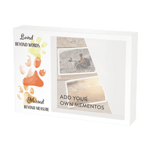 Shadow Box Urn for Pet Ashes & Mementos with Yellow & Orange Paw Prints - Funeral.com, Inc.