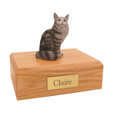 Silver and Tabby Maine Coon, Sitting Figurine Pet Cremation Urn - Funeral.com, Inc.