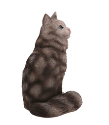 Silver and Tabby Maine Coon, Sitting Figurine Pet Cremation Urn - Funeral.com, Inc.