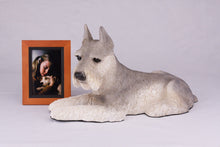 Silver & Cream Schnauzer with Ears Up Figurine Extra Large Pet Urn - Funeral.com, Inc.