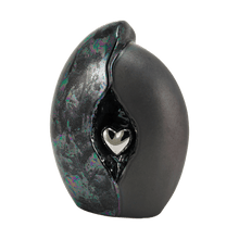 Silver Heart Two - Tone Black Ceramic Adult Cremation Urn - Funeral.com, Inc.