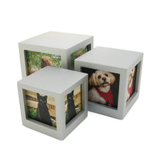 Silver Photo Cube Medium Pet Cremation Urn - Funeral.com, Inc.