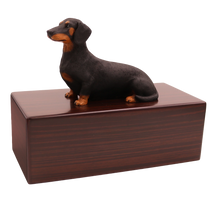 Simply Series Black Dachshund, Lying Down Figurine Pet Cremation Urn - Funeral.com, Inc.