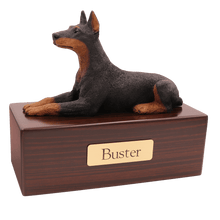Simply Series Black Doberman, Lying Down Figurine Pet Cremation Urn - Funeral.com, Inc.