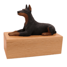 Simply Series Black Doberman, Lying Down Figurine Pet Cremation Urn - Funeral.com, Inc.