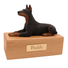 Simply Series Black Doberman, Lying Down Figurine Pet Cremation Urn - Funeral.com, Inc.