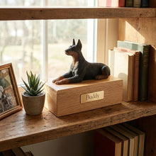 Simply Series Black Doberman, Lying Down Figurine Pet Cremation Urn - Funeral.com, Inc.