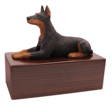 Simply Series Black Doberman, Lying Down Figurine Pet Cremation Urn - Funeral.com, Inc.