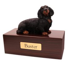 Simply Series Black Longhaired Dachshund, Sitting Figurine Pet Cremation Urn - Funeral.com, Inc.