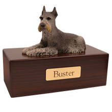 Simply Series Black & Silver Schnauzer with Ears Up, Lying Down Figurine Pet Cremation Urn - Funeral.com, Inc.