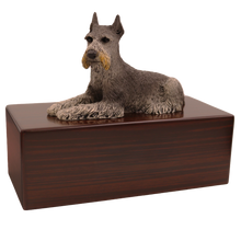 Simply Series Black & Silver Schnauzer with Ears Up, Lying Down Figurine Pet Cremation Urn - Funeral.com, Inc.